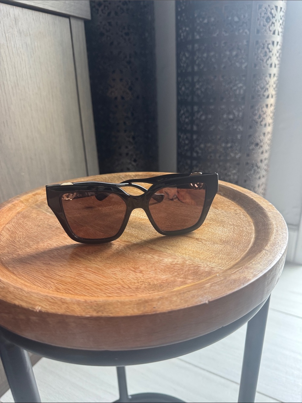 Gucci Black Square Sunglasses with Brown Lenses - Women